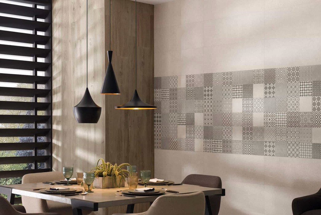 Porcelanosa Marbella Stone 45x120cm shown in a styled room setting