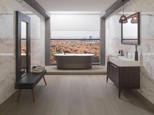 Porcelanosa Massa Nat.l 59.6x59.6cm shown in a styled room setting