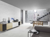 Porcelanosa Metropolitan Caliza XL 45x120cm shown in a styled room setting