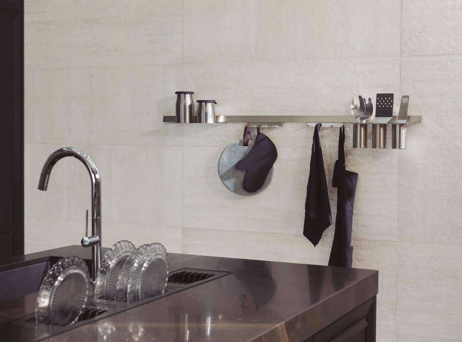 Porcelanosa Nantes Caliza L 120x120cm shown in a styled room setting