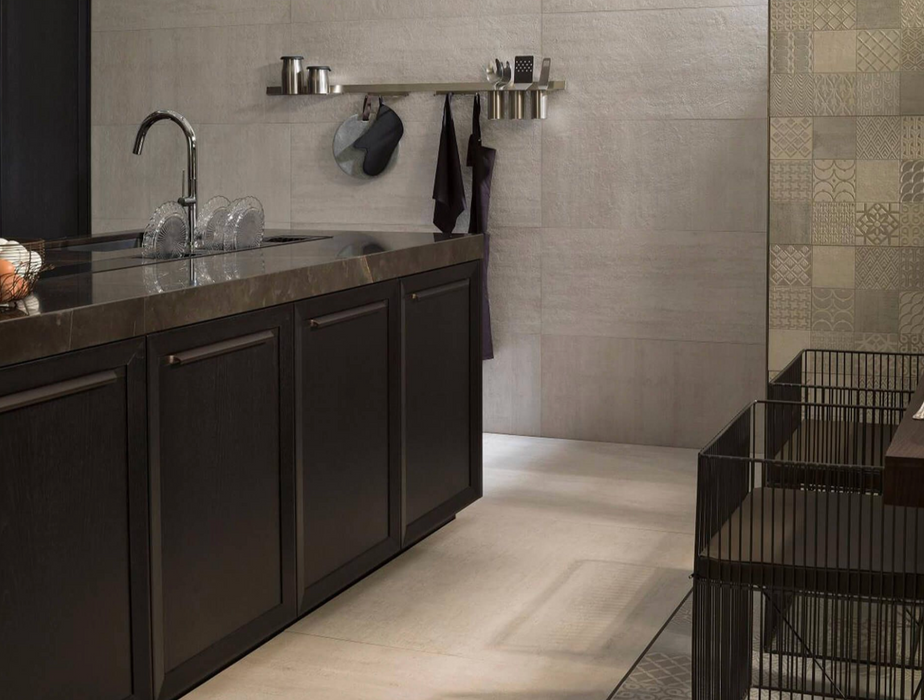 Porcelanosa Nantes Caliza L 59.6x59.6cm shown in a styled room setting