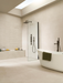 Porcelanosa Neo Saddle Caliza 45x120cm shown in a styled room setting