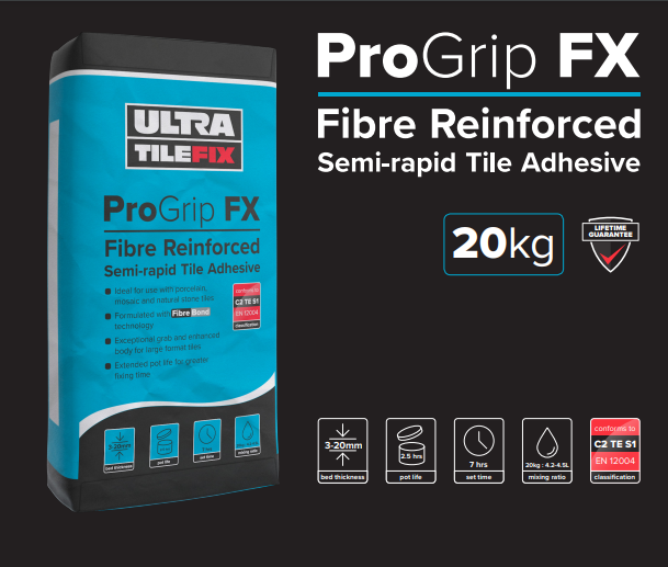 Addagrip Quick Tile ULTRA TILE: ProGrip FX- Fibre Reinforced Semi-rapid Tile Adhesive ...
