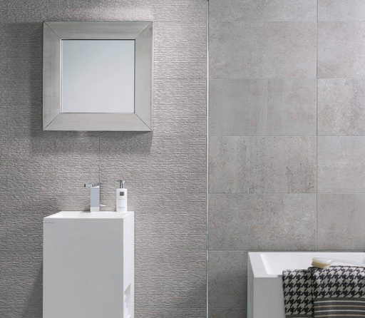 Porcelanosa Rodano Acero 33.299999999999997x100cm shown in a styled room setting