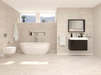 Porcelanosa Rodano Caliza L 44.3x44.3cm shown in a styled room setting