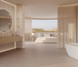 Porcelanosa Roma Marfil 45x120cm shown in a styled room setting