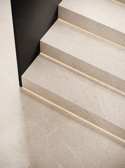Porcelanosa Saddle Caliza 45x120cm shown in a styled room setting