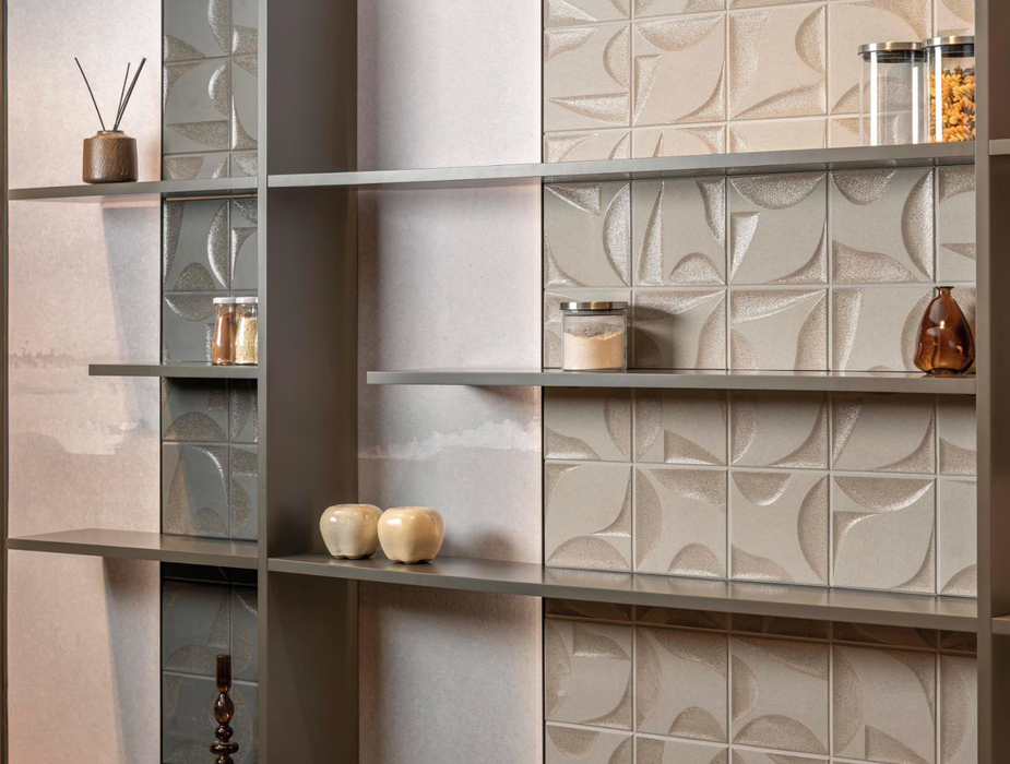 Porcelanosa Sails Earth 16x16x0.95 16x16cm shown in a styled room setting