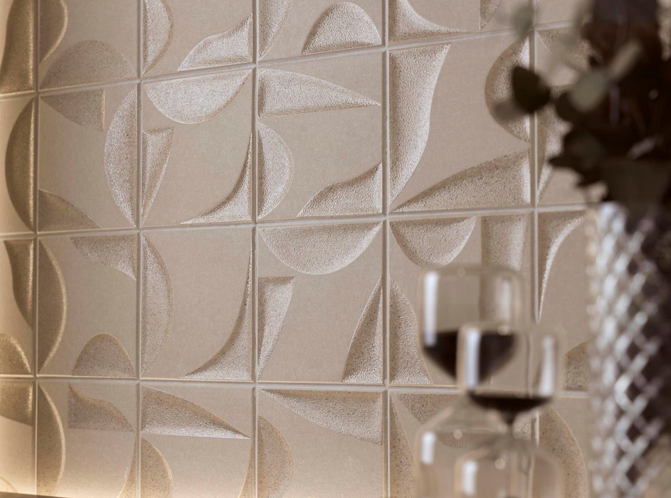 Porcelanosa Sails Earth 16x16x0.95 16x16cm shown in a styled room setting