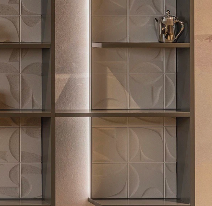 Porcelanosa Sails Pearl 16x16x0.95 16x16cm shown in a styled room setting
