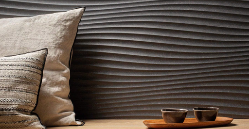 Porcelanosa Samui Verbier Dark(40c/p) 45x120cm shown in a styled room setting