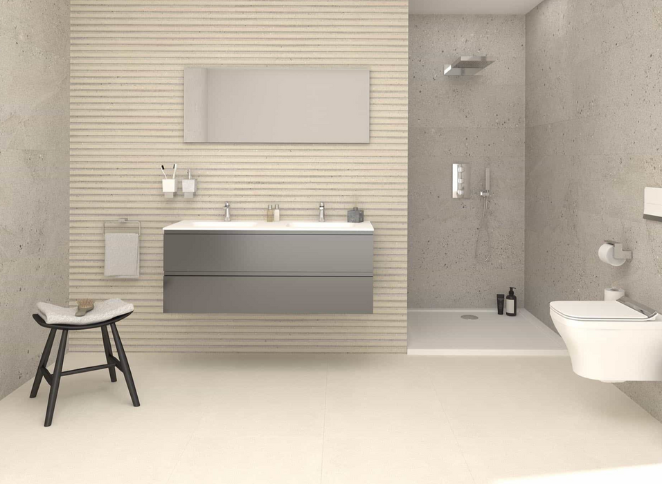 Porcelanosa Spiga Durango 59.6x150cm shown in a styled room setting