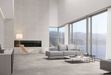 Porcelanosa Spiga Noir Caliza 45x120cm shown in a styled room setting