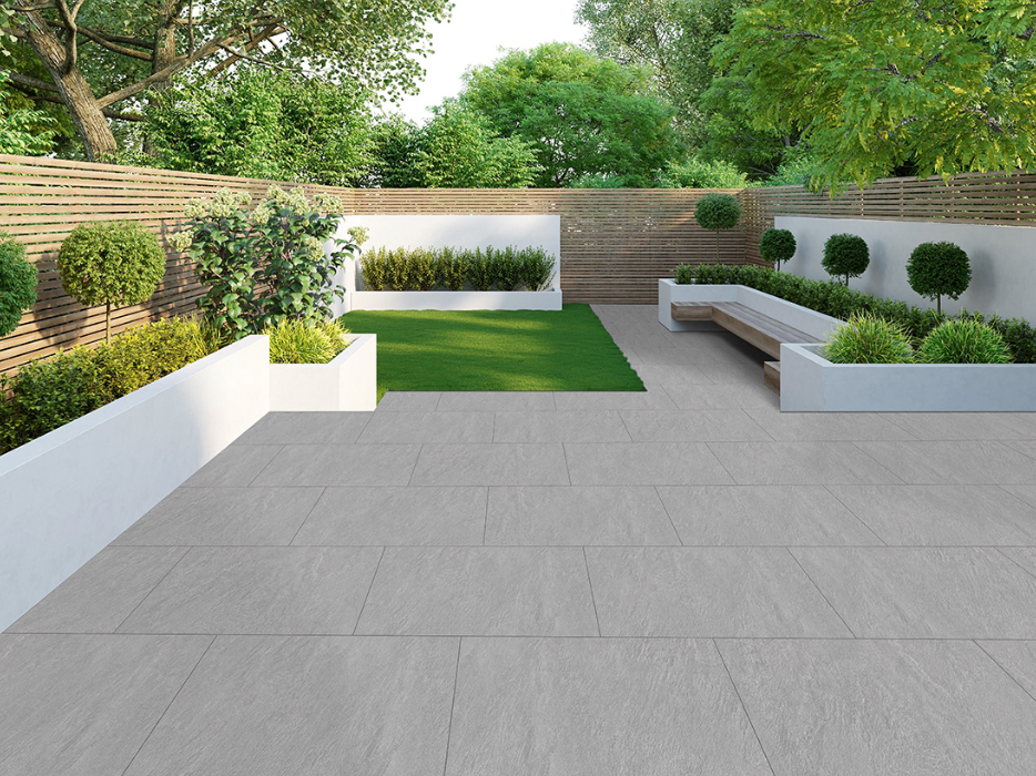 Lifescape Quartz Grey Outdoor Porcelain Paving Slab 60x90cm 2cm R11