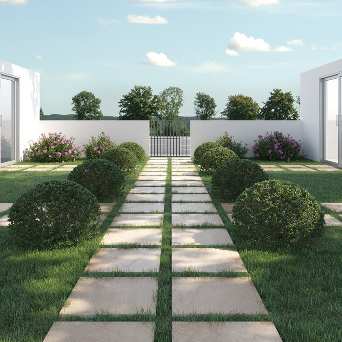 Lifescape Meadow Stone White Outdoor Porcelain Paving Slab 60x90cm 2cm R11