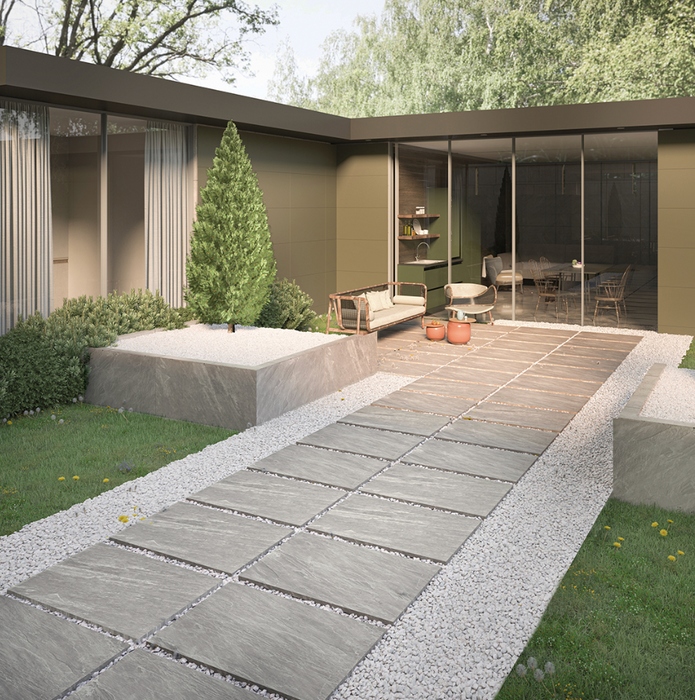 Lifescape Kandla Grey Outdoor Porcelain Paving Slab 60x90cm 2cm R11