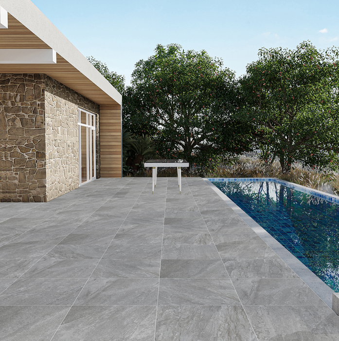 Lifescape Meadow Stone Grey Outdoor Porcelain Paving Slab 60x90cm 2cm R11