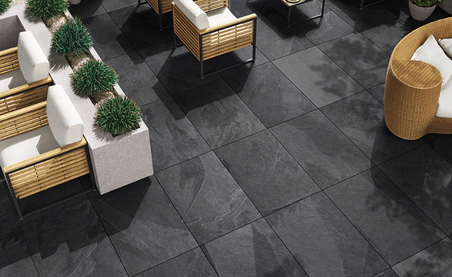 Lifescape Veranda Black Outdoor Porcelain Paving Slab 60x90cm 2cm R11