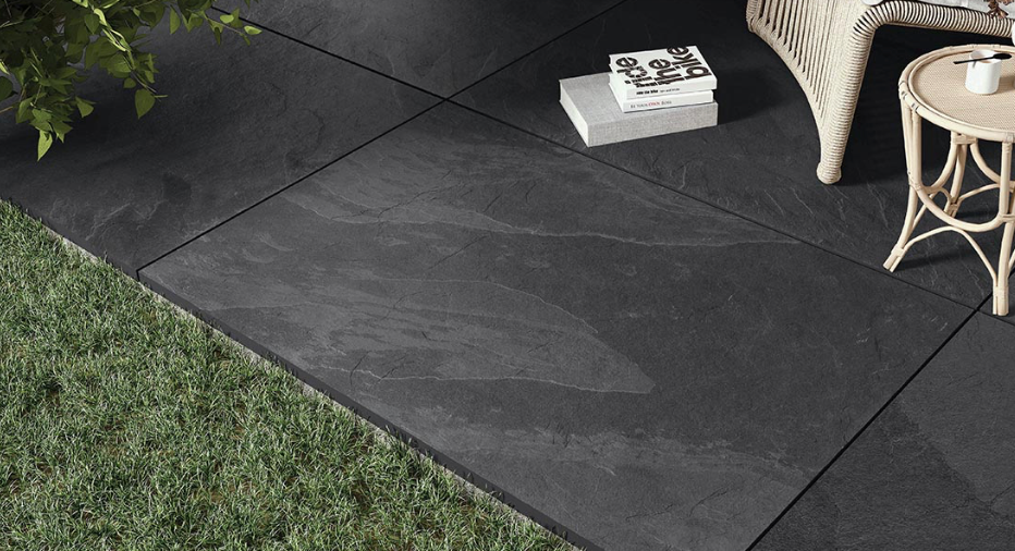 Lifescape Veranda Black Outdoor Porcelain Paving Slab 60x90cm 2cm R11