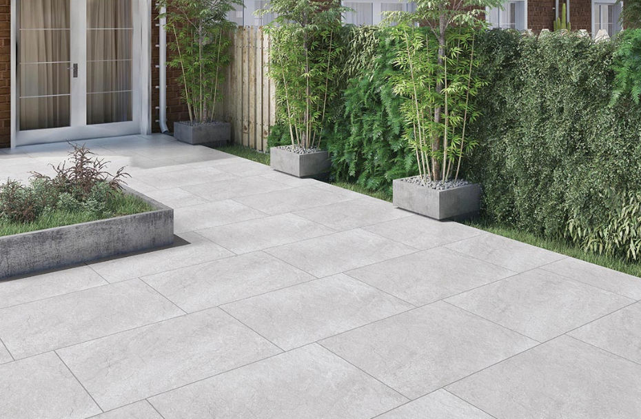 Lifescape Terrace Ridge Grey Outdoor Porcelain Paving Slab 60x90cm 2cm R11