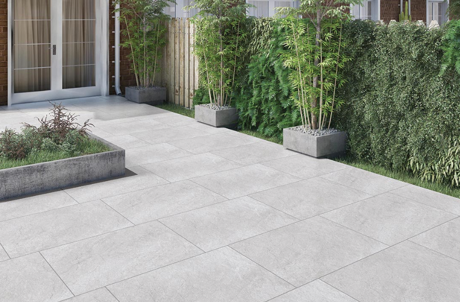 Lifescape Terrace Ridge Grey Outdoor Porcelain Paving Slab 60x90cm 2cm R11