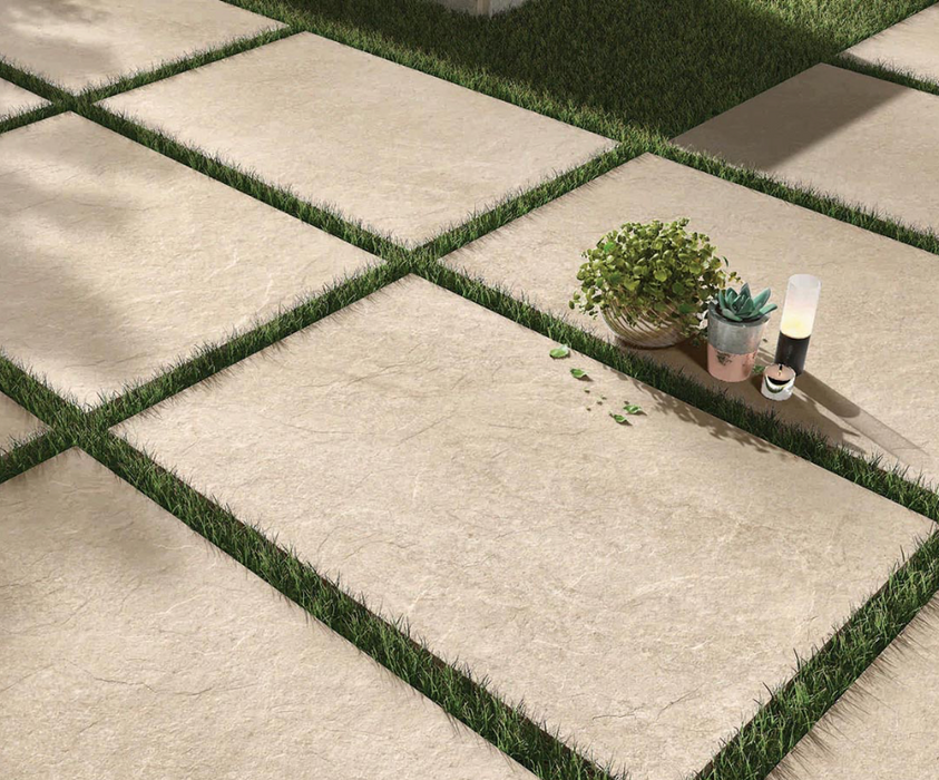 Lifescape Terrace Ridge Beige Outdoor Porcelain Paving Slab 60x90cm 2cm R11