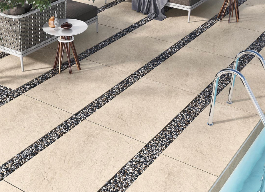 Lifescape Terrace Ridge Beige Outdoor Porcelain Paving Slab 60x90cm 2cm R11