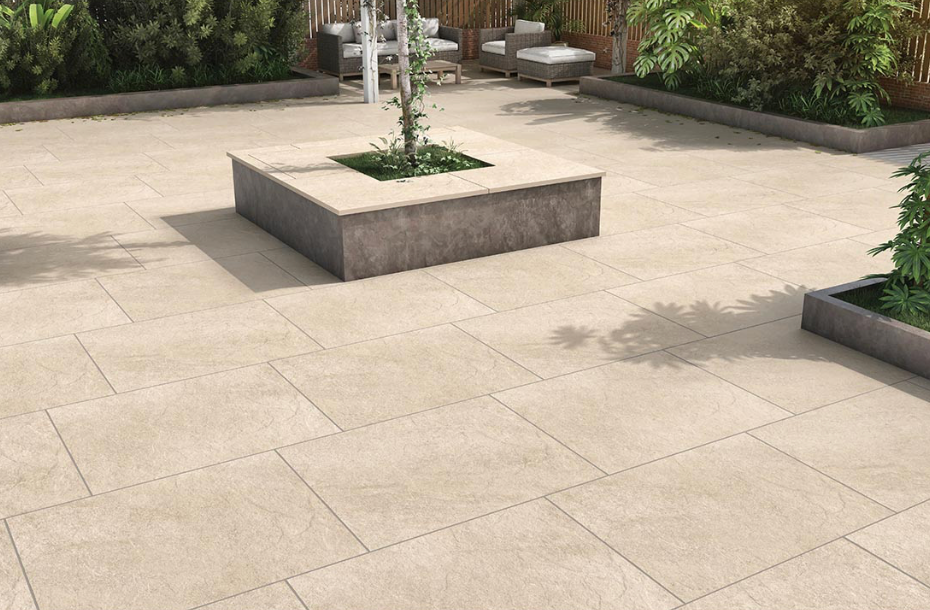 Lifescape Terrace Ridge Beige Outdoor Porcelain Paving Slab 60x90cm 2cm R11