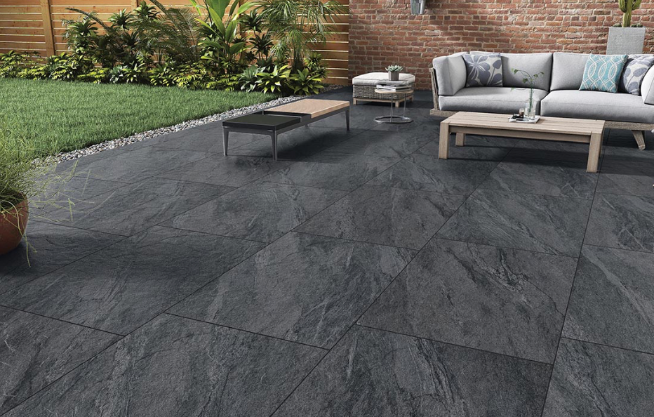 Lifescape Portico Anthracite Outdoor Porcelain Paving Slab 60x90cm 2cm R11