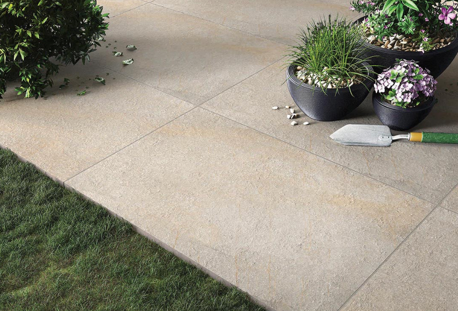 Lifescape Hazle Stone Ash Outdoor Porcelain Paving Slab 60x90cm 2cm R11