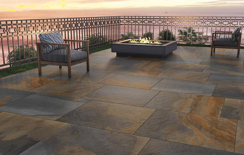 Lifescape Slate Impero Multi Outdoor Porcelain Paving Slab 60x90cm 2cm R11