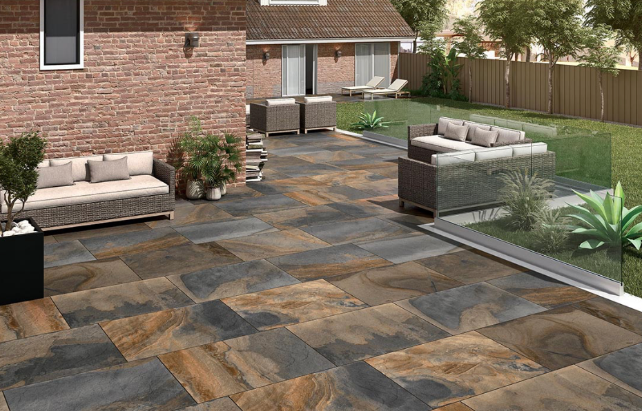 Lifescape Slate Impero Multi Outdoor Porcelain Paving Slab 60x90cm 2cm R11