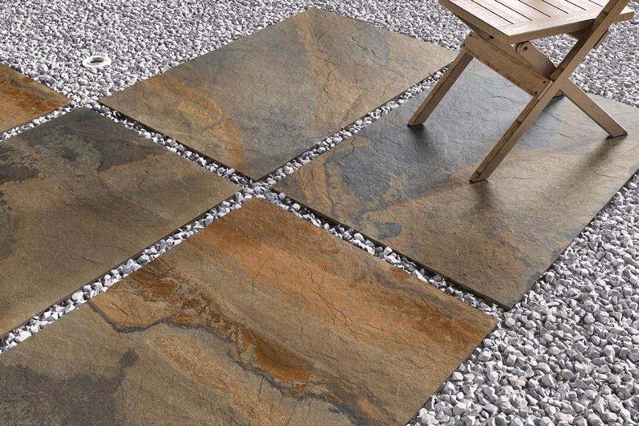 Lifescape Slate Impero Multi Outdoor Porcelain Paving Slab 60x90cm 2cm R11