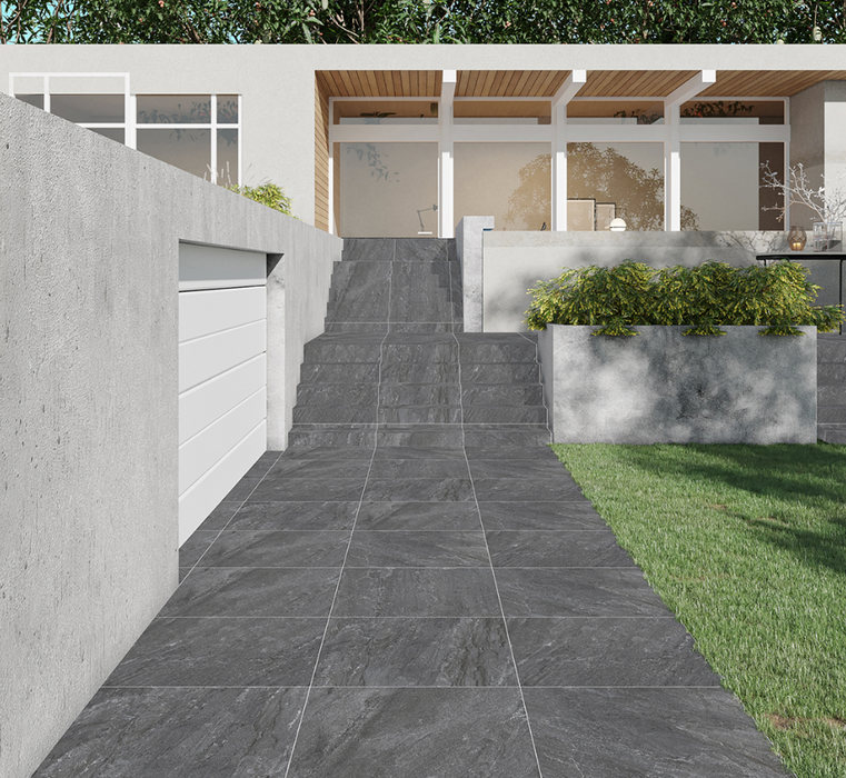 Lifescape Meadow Stone Black Outdoor Porcelain Paving Slab 60x90cm 2cm R11