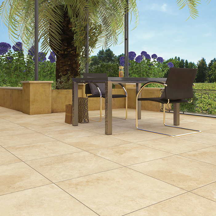 Lifescape Travertine Beige Outdoor Porcelain Paving Slab 60x90cm 2cm R11
