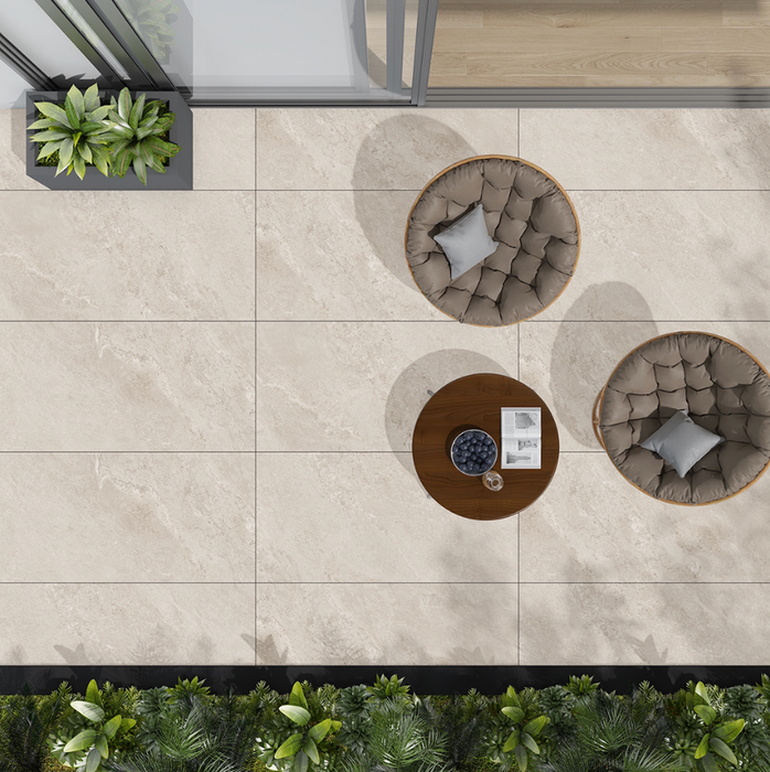 Lifescape Bedrock Beige Outdoor Porcelain Paving Slab 60x90cm 2cm R11