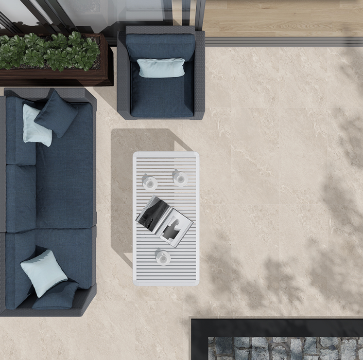 Lifescape Bedrock Beige Outdoor Porcelain Paving Slab 60x90cm 2cm R11
