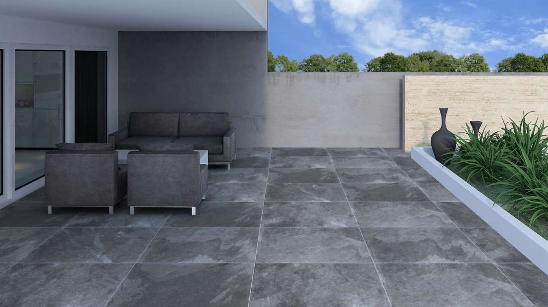 Lifescape Terrain Grey Outdoor Porcelain Paving Slab 60x90cm 2cm R11