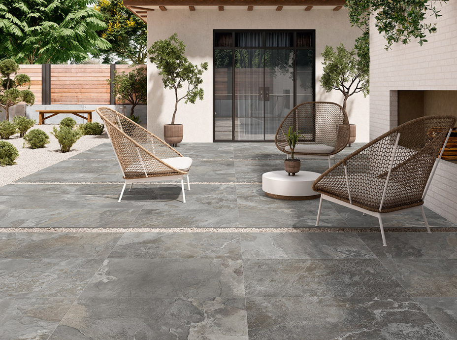 Lifescape Slate Grey Outdoor Porcelain Paving Slab 60x90cm 2cm R11