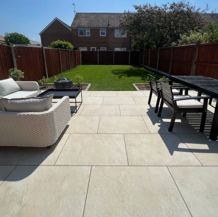Lifescape Quartzite Beige Outdoor Porcelain Paving Slab 60x90cm 2cm R11