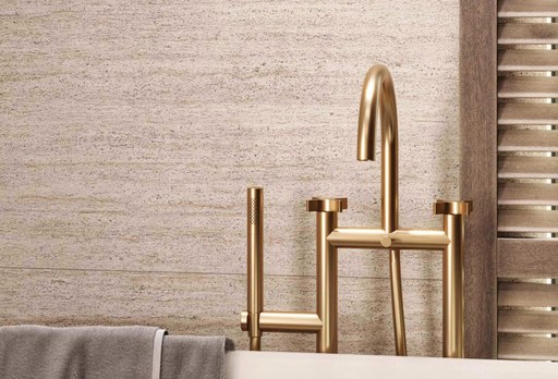 Porcelanosa Taranto Bone L 44.3x44.3cm shown in a styled room setting