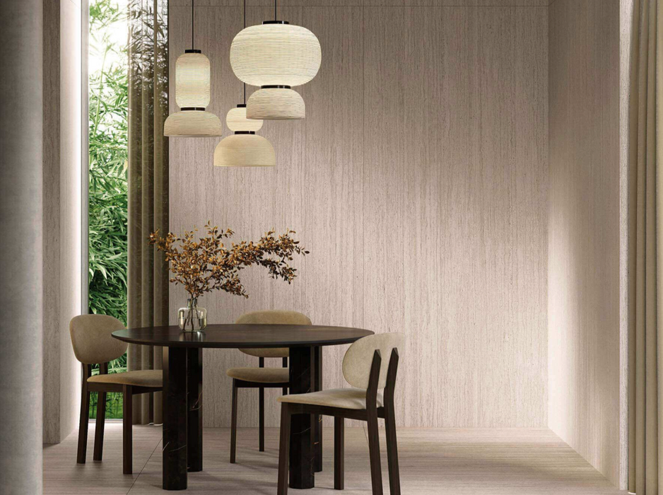 Porcelanosa Taranto Bone L 59.6x120cm shown in a styled room setting
