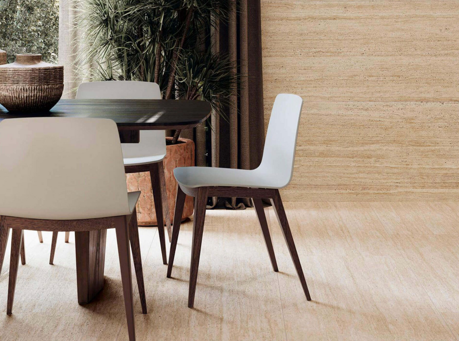 Porcelanosa Taranto Marfil 59.6x150cm shown in a styled room setting