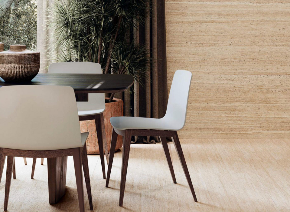 Porcelanosa Taranto Marfil L 59.6x120cm shown in a styled room setting