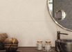 Porcelanosa Terra Bone 59.6x150cm shown in a styled room setting