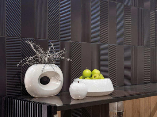Porcelanosa Trend Dark 12.35x44.3x0.85 35x44.3cm shown in a styled room setting