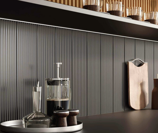 Porcelanosa Trend H Dark 12.35x44.3x0.95 35x44.3cm shown in a styled room setting