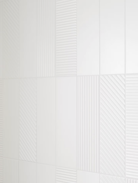 Porcelanosa Trend H Snow 12.35x44.3x0.95 35x44.3cm shown in a styled room setting