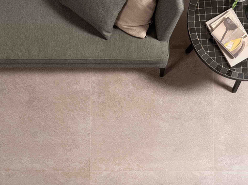 Porcelanosa Verbier Silver L 59.6x59.6cm shown in a styled room setting