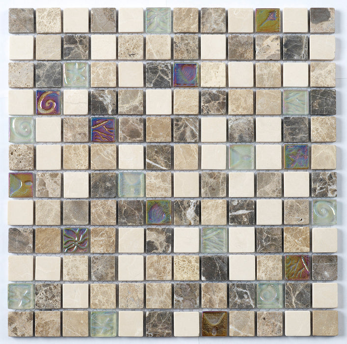 Westara Cream Glass/Stone Mix Mosaic – 2.3x2.3cm